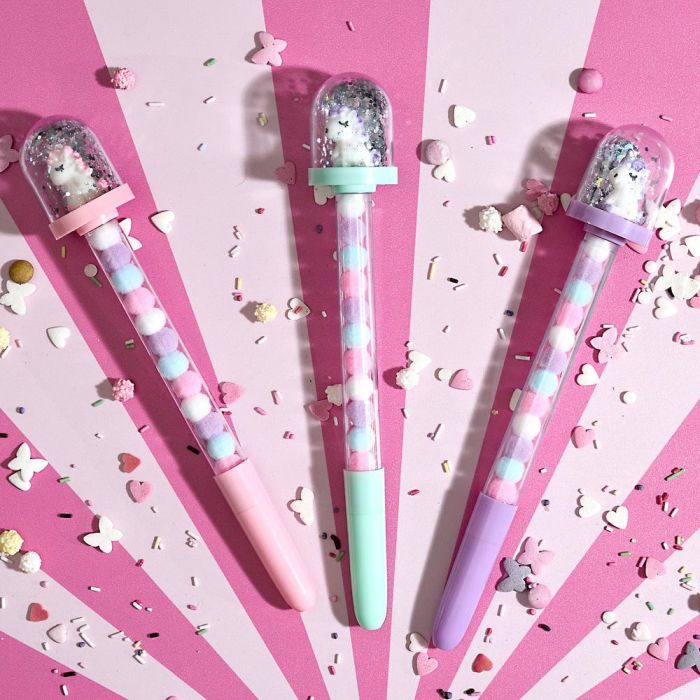 The Concept Factory Bolígrafo Dedal Unicornio con Purpurina - Colección My Funny Papet, Colores Surtidos (Rosa, Verde, Lila) 1