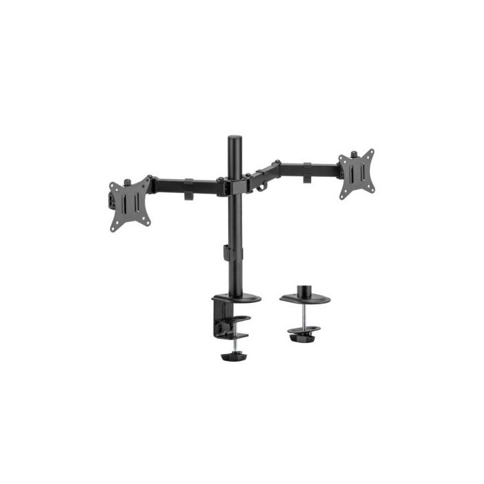 AISENS - SOPORTE DE MESA ECO GIRATORIO E INCLINABLE PARA 9KG (3 PIVOTES, 2 BRAZOS) DE 17-32, NEGRO