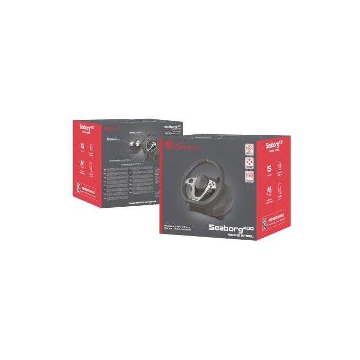 GENESIS Seaborg 400 Volante y Pedales USB Alámbrico con Vibración 900° para PC, Switch, PS3, PS4, Xbox 360, Xbox One, One S, One X Negro/Plata 9 GENESIS Seaborg 400 Volante y Pedales USB Alámbrico con Vibración 900° para PC, Switch, PS3, PS4, Xbox 360, Xbox One, One S, One X Negro/Plata 9