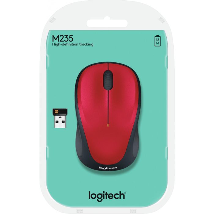 Logitech M235 Ratón Inalámbrico Óptico Avanzado con Receptor Nano USB, Color Rojo, 12 Meses de Batería, Diseño Compacto y Ergonómico para Portátiles 4