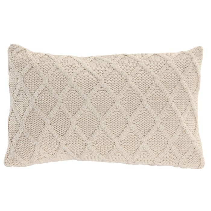 DKD Home Decor Pack de 2 Cojines Boho de Algodón Crudo 30x50 cm, Hechos a Mano, con Cremallera y Relleno de 380g