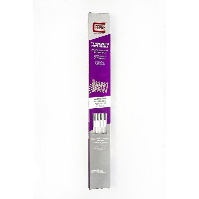 Fepre Tendedero de pared de aluminio, 2 brazos extensibles, 5 varillas, resistencia a la oxidación, 100 cm 1 Fepre Tendedero de pared de aluminio, 2 brazos extensibles, 5 varillas, resistencia a la oxidación, 100 cm 1