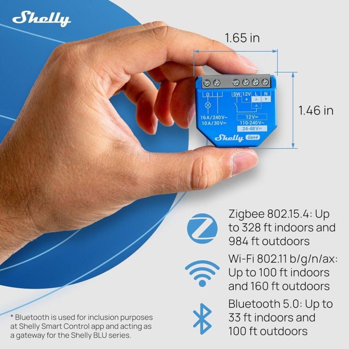 Shelly 1 Gen4 Relais Inteligente 1 Canal 16A WLAN Matter Zigbee Bluetooth 17