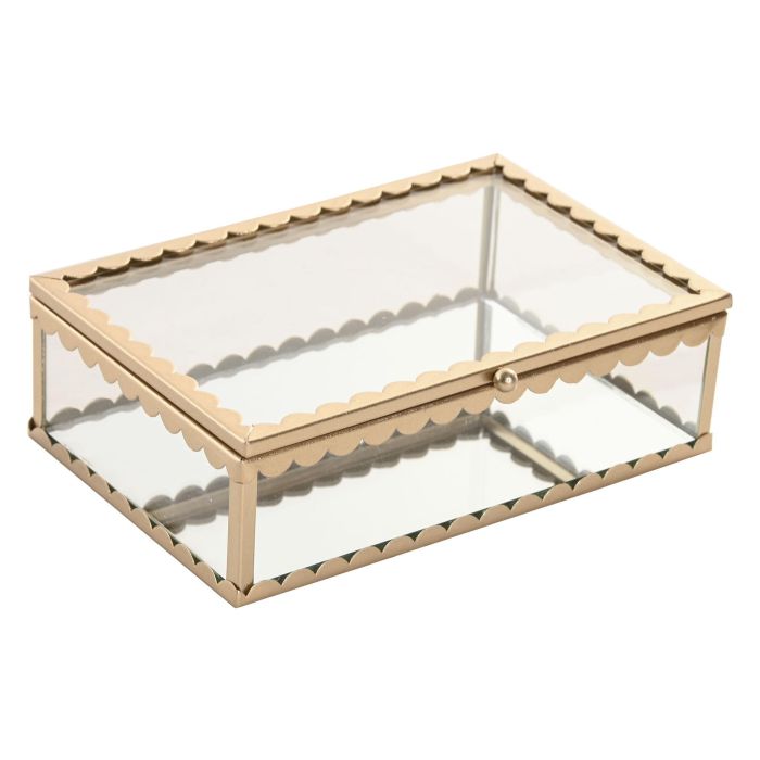 DKD Home Decor Joyero Glam Dorado de Cristal y Metal 11 x 5 x 15 cm (4 Unidades)