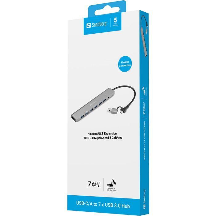 Sandberg USB-C/A to 7 x USB 3.0 Hub 2