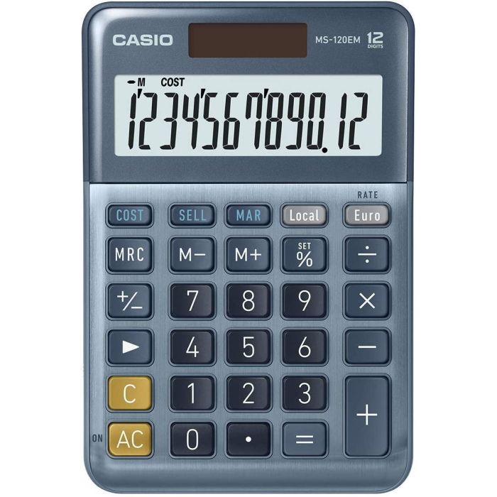 Casio Calculadora De Oficina Sobremesa Azul Ms-120Em Casio Calculadora De Oficina Sobremesa Azul Ms-120Em