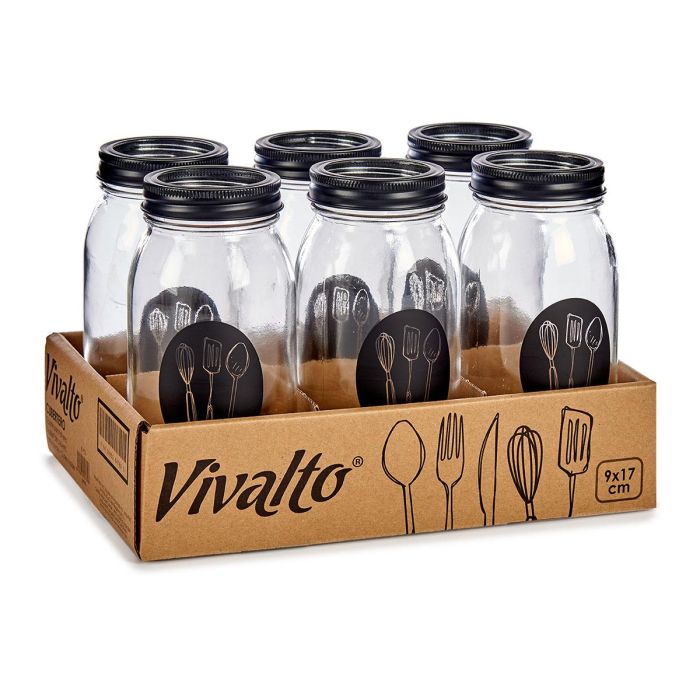 Vivalto Cubertero Vidrio con Tapa Metal Palas 9x17x9cm (Set de 12) 2