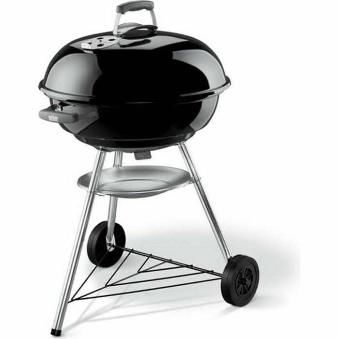 Weber Barbacoa de Carbón Compacta Ø 57 cm - Tazón y Tapa de Acero Esmaltado - Rejilla de Cocción Cromada - Con Ruedas y Cenicero - Incluye Dosificador de Briquetas