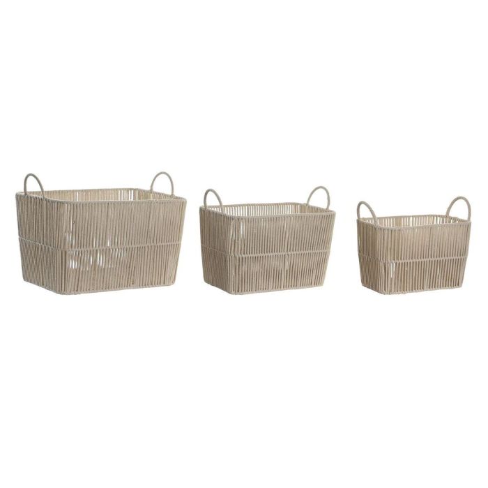 Cesta Basicos DKD Home Decor Beige 29 x 31 x 39 cm Set de 3