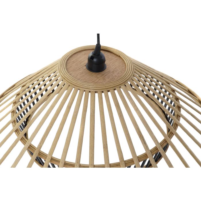 DKD Home Decor Lámpara de Techo Urban de Bambú Marrón, 60x60x26 cm, Casquillo E27, Potencia Máx. 50W, Cable 175 cm, 1 Luz 4