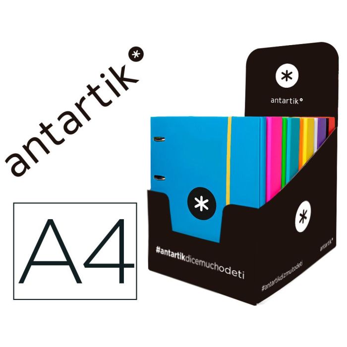 Carpeta Con Recambio Antartik A4 Cuadro 5 mm Forrada 4 Anillas 25 mm Redondas Colores Surtidos 12 unidades