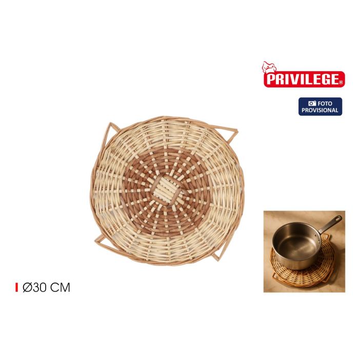 Privilege Salvamantel de Mimbre Redondo con Asas Ø30 cm (12 Unidades)