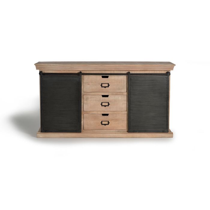 Giner y Colomer Aparador Industrial Madera de Mango y Metal 3 Cajones Gris Oscuro 1