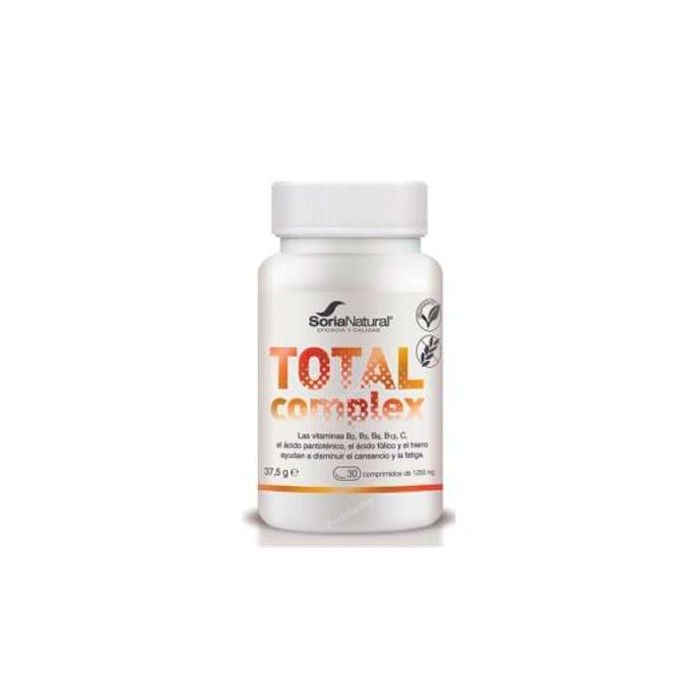 SORIA NATURAL Total Complex 30 Comp. Vitaminas B, C y Hierro para Disminuir Cansancio y Fatiga. Producto Vegano Sin Gluten