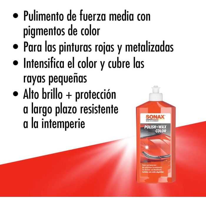 Sonax SX02964000 Pulimento + Cera Roja para Pintura Metalizada 500 mL 1