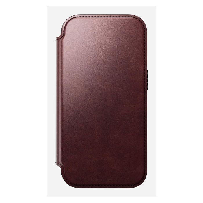 Nomad Modern Leather Folio para iPhone 17 Pro - Funda de Cuero Horween Borgoña con MagSafe y Bolsillo para 3 Tarjetas 5