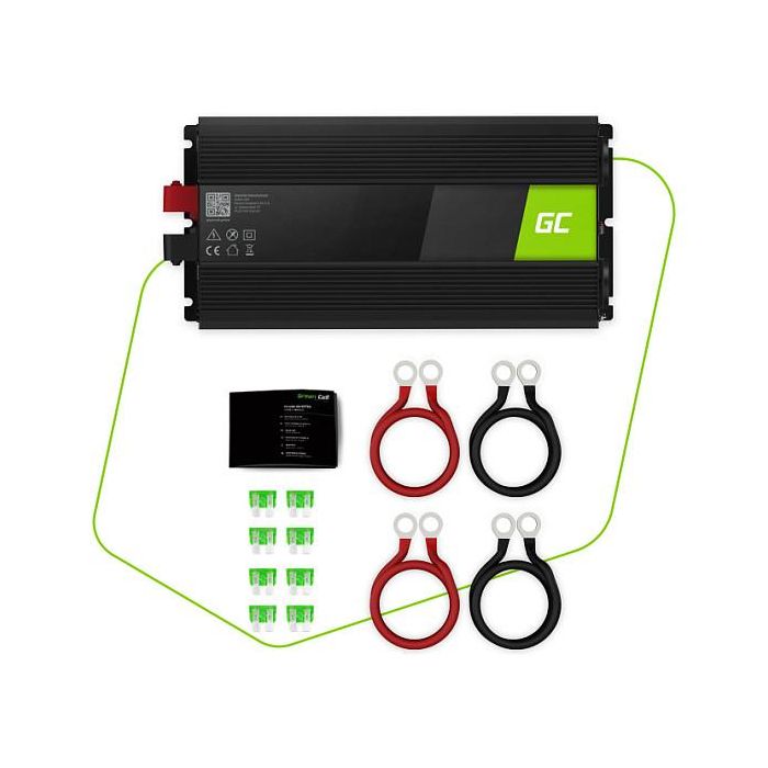 Green Cell INV21 Inversor de Corriente para Coche 24V a 230V, 6000W Pico, Convertidor DC a AC, Negro