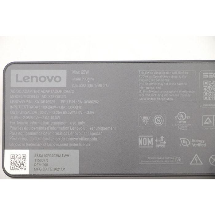 Lenovo Adaptador de Corriente USB-C 65W 2P Negro 7