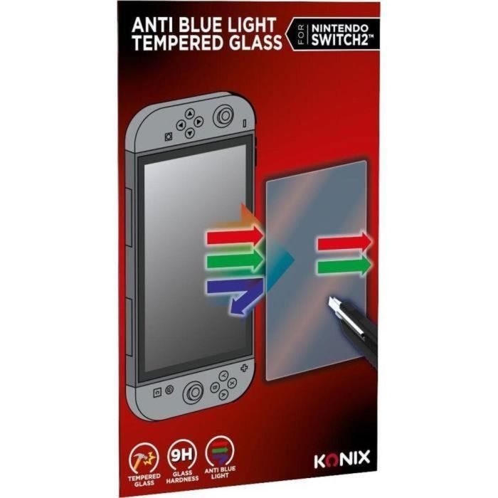 Konix Protector de Pantalla de Vidrio Templado Anti-luz Azul Anti-burbujas Dureza 9H Transparente para Nintendo Switch 2 0 Konix Protector de Pantalla de Vidrio Templado Anti-luz Azul Anti-burbujas Dureza 9H Transparente para Nintendo Switch 2 0