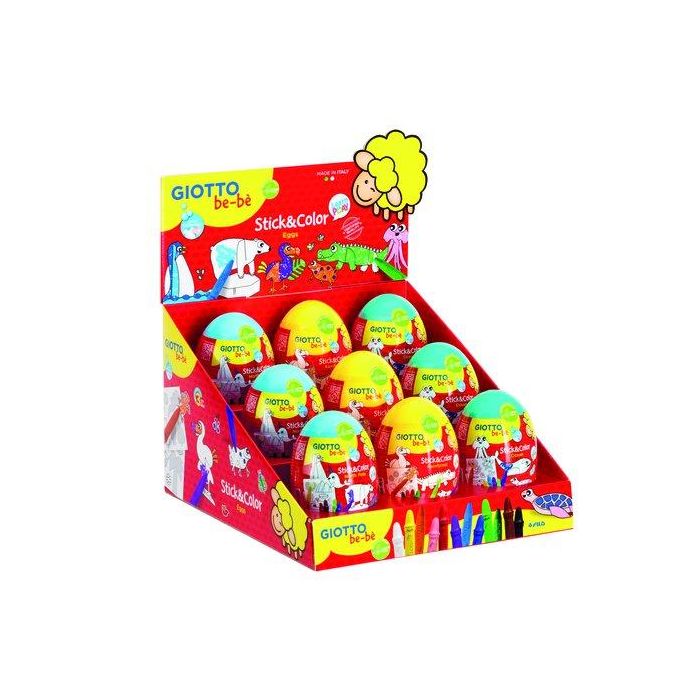 Juego Giotto Bebe Stick&Color Egg Expositor De 9