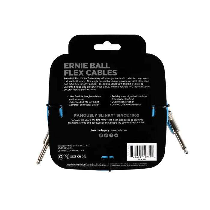 Ernieball Cable de Instrumento Flex Jack-Jack SS 6M Azul 1