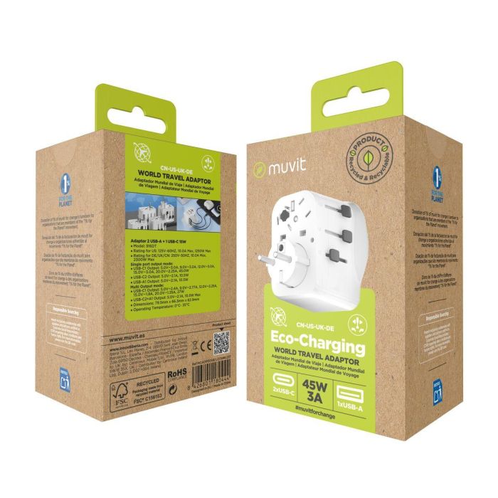 Ladrón de enchufe Muvit for Change Plástico 45 W 12