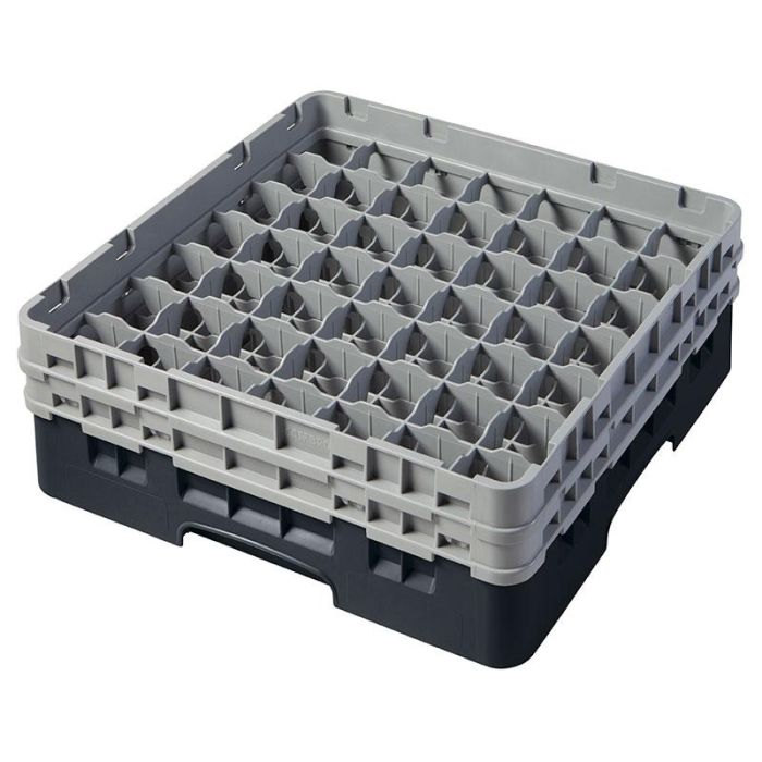 CAMBRO - 49S434-110 - Cesta de lavado 49 comp. 2 alturas - 6 cm Ø máx. - alt. máx. 13,5 cm - 50 x 50 x 18,4 cm - Negro