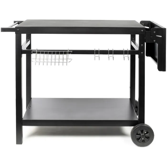 Livoo GS170N Carro para plancha con estante plegable, 2 ruedas dentadas ø 15 cm, Estante superior 85 x 50 cm