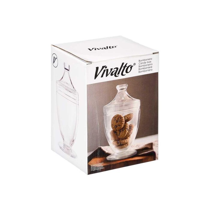 Bombonera Vivalto con tapa de vidrio, 12x22x12 cm, 950 ml, transparente (12 Unidades) 1 Bombonera Vivalto con tapa de vidrio, 12x22x12 cm, 950 ml, transparente (12 Unidades) 1