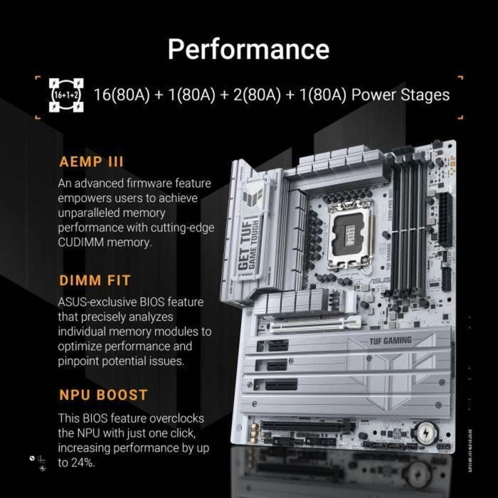 ASUS ASU1728697681955 Placa Base TUF GAMING Z890-PRO WiFi Socket LGA1851 DDR5 Wi-Fi Integrado 3