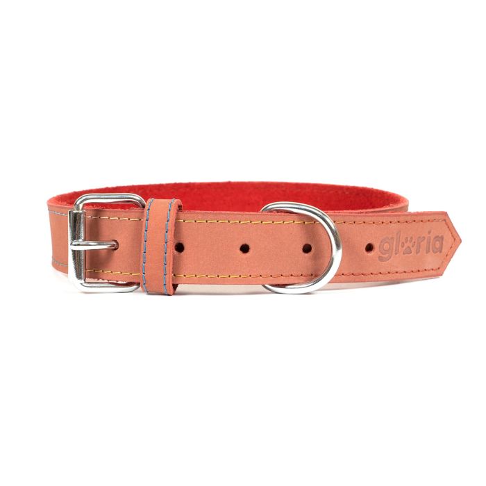 Gloria Collar Oasis Rojo 45 cm X 18 mm de Piel Nobuck con Doble Capa y Costura Reforzada 2