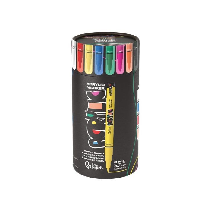 Rotulador Liderpapel Acrylic Base Agua Todo Tipo De Superficie Punta Fina 0,7 mm Caja De 8 Unidades Colores 1 Rotulador Liderpapel Acrylic Base Agua Todo Tipo De Superficie Punta Fina 0,7 mm Caja De 8 Unidades Colores 1