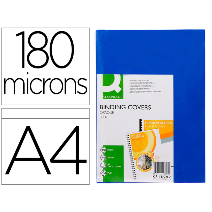 Q-connect Tapas Encuadernacion PVC Din A4 Opaca Azul 180 Micras Caja 100 Unidades 0 Q-connect Tapas Encuadernacion PVC Din A4 Opaca Azul 180 Micras Caja 100 Unidades 0
