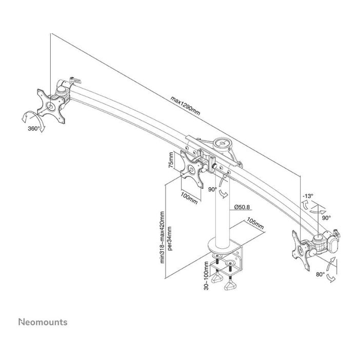 Soporte TV Neomounts FPMA-D700D3 10-27" 8 kg
