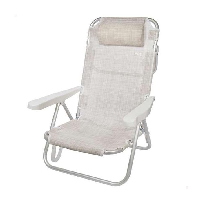 Silla playa aluminio plegable 5 posiciones 48x46x84 cm con cojin mas asa. Silla playa aluminio plegable 5 posiciones 48x46x84 cm con cojin mas asa.