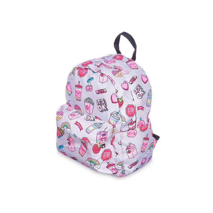 Mochila Infantil Arcoiris Gris Pincello 22x28x12 cm - Estampado colorido (12 Unidades) 1 Mochila Infantil Arcoiris Gris Pincello 22x28x12 cm - Estampado colorido (12 Unidades) 1