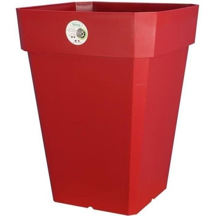 RIVIERA Maceta cuadrada de plástico Solilla - 49 x 49 x H 50 cm - 65 L - Rojo RIVIERA Maceta cuadrada de plástico Solilla - 49 x 49 x H 50 cm - 65 L - Rojo