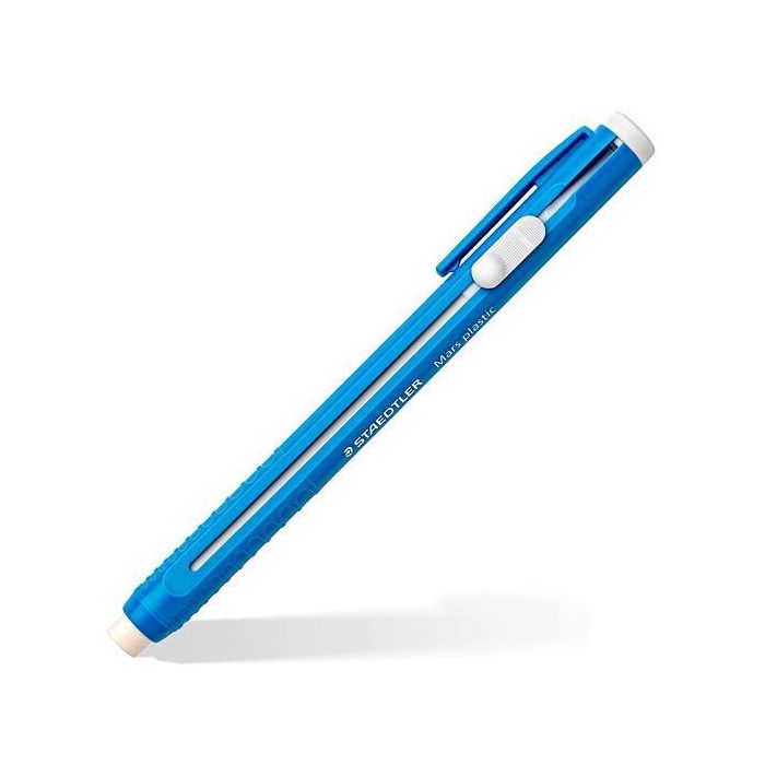 Staedtler 528 55 Portagomas Mars Plastic con Clip + Goma de Recarga Azul para Papel y Papel Vegetal (10 Unidades) (10 Unidades)