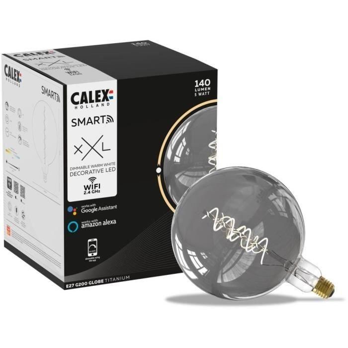 Calex CAL8712879147091 Bombilla LED E27 G200 SMART Regulable 5W 130lm 2100K Titanio 1