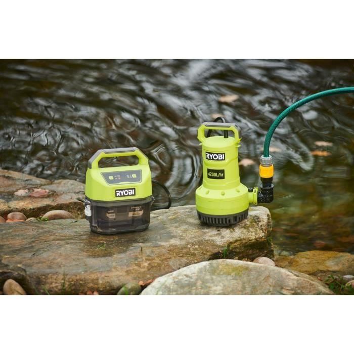 Bomba de evacuación - RYOBI - 18 V - 4.200 l/h - 5m - Altura máxima de evacuación 8 m 4 Bomba de evacuación - RYOBI - 18 V - 4.200 l/h - 5m - Altura máxima de evacuación 8 m 4