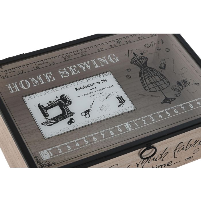 Costurero Vintage DKD Home Decor Natural Negro 17 x 8 x 25 cm (6 Unidades) 2