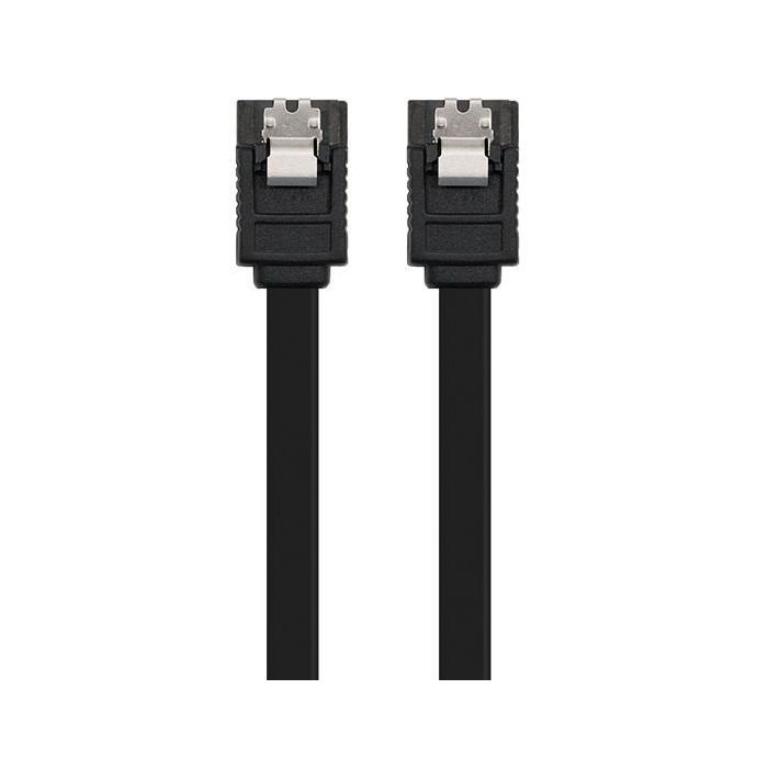 Nanocable Cable SATA III 6 Gbp/s con Anclajes, Compatible con SATA I, II y III, Negro, 0.5 M