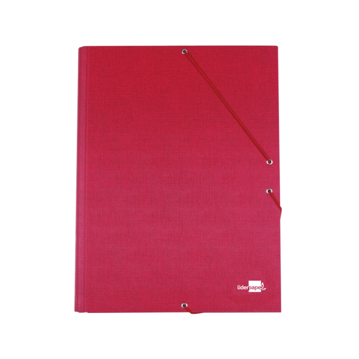 Liderpapel Carpeta Gomas Tres Solapas Cartón Forrado Folio Rojo 1