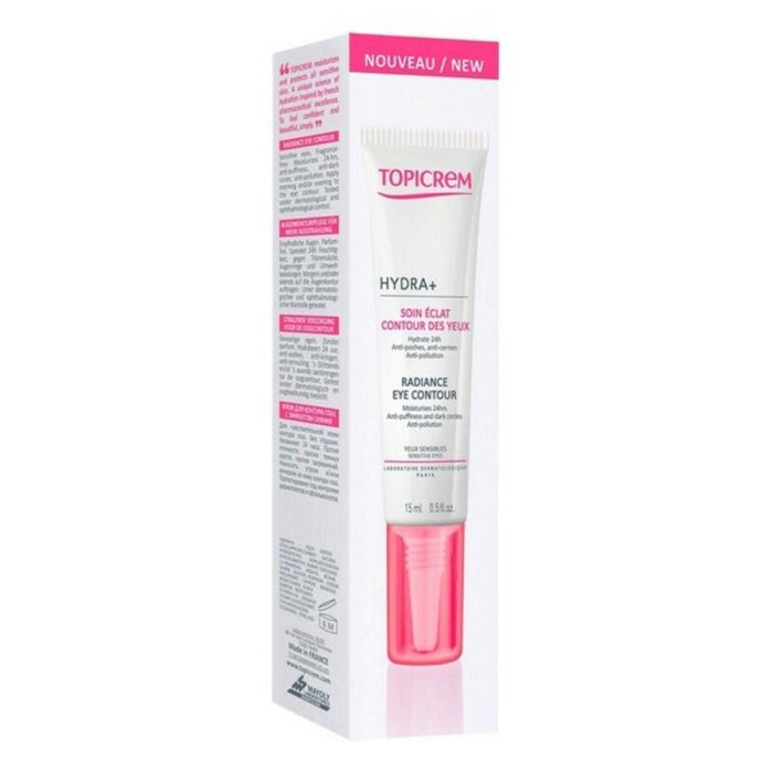 Topicrem HYDRA + radiance Contorno de Ojos Gel Crema Piel Sensible Revitalizante Anti-Ojeras, Bolsas y Fatiga 15 ml 1