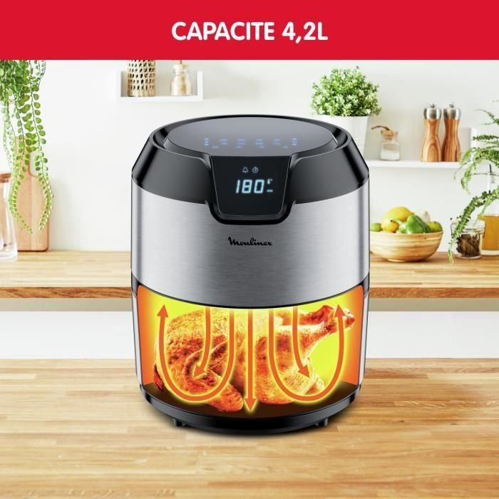 MOULINEX EZ401D10 Easy Fry Digital, Freidora sin aceite, Capacidad XL 4.2 L, Pantalla táctil, 8 menús preprogramados, Apagado automático 2