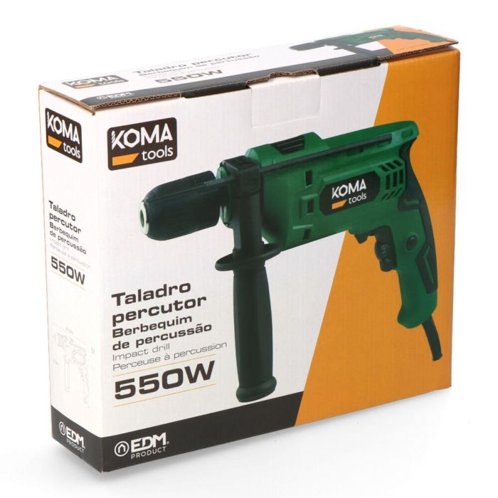 Koma Tools TP-550 Taladro Percutor 550W Velocidad Regulable Perforación y Martillo Portabrocas sin Llave Ø13mm Antideslizante 2