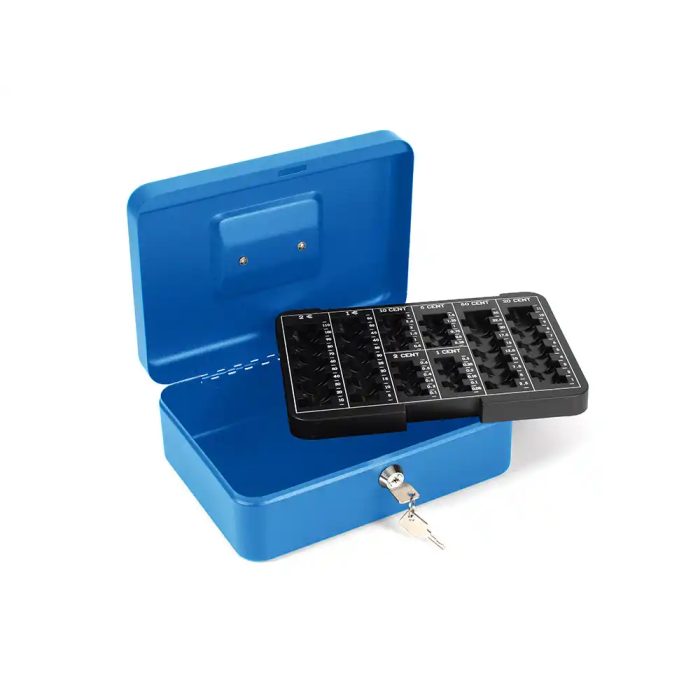 Q-connect Caja caudales 250x180x90 mm Azul con portamonedas Q-connect Caja caudales 250x180x90 mm Azul con portamonedas