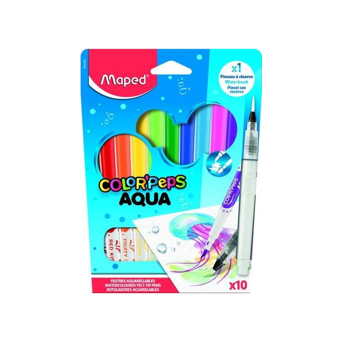 Rotulador Maped Color Peps Aqua Estuche De 10 +Pincel