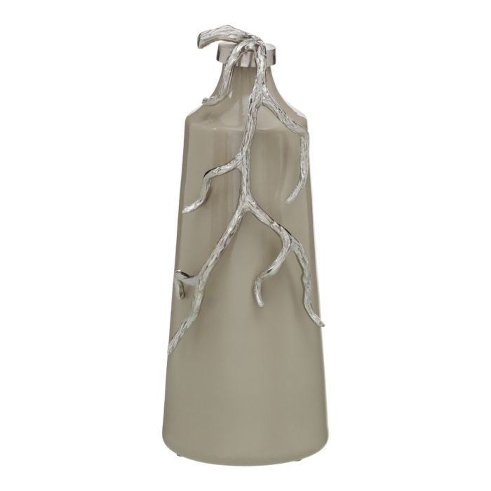 Botella Beige Plateado Aluminio Cristal 17 x 16 x 44 cm Decorativa