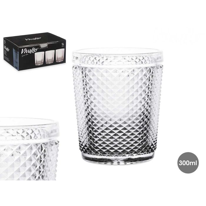 Vaso Diamante Agua Transparente Pie Antracita 300 ml Vivalto - Vidrio 8.2x10x8.2 cm (48 Unidades) Vaso Diamante Agua Transparente Pie Antracita 300 ml Vivalto - Vidrio 8.2x10x8.2 cm (48 Unidades)